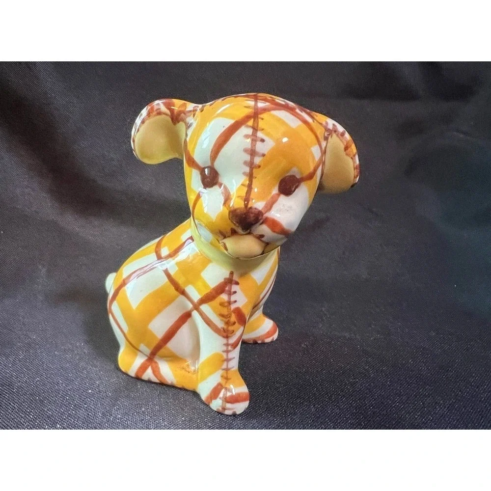 Vintage Brayton Laguna Pottery Plaid Puppy Dog Salt & Pepper Shakers 1930s Calif